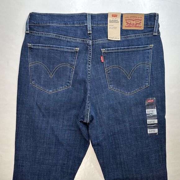 Levis Classic Bootcut Jeans Womens 10/30 Short Stretch Denim Blue Jean Dark NEW - Picture 8 of 10